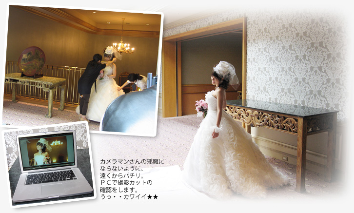 スカートに縦の細かなフリルがあしらわれたキュートなドレスにチェンジ